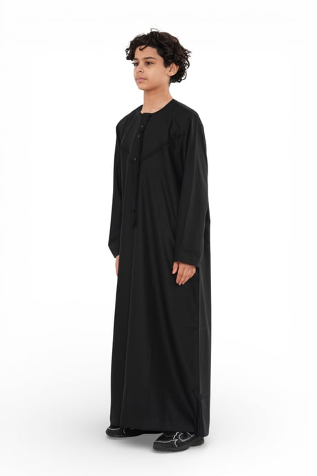 Kinderen jongens zwarte Eid Marokkaanse Jubba Robe Djellaba Ramadan Eid Thobe LFS- K-HM11 - Image 4