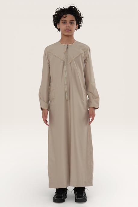 Kinderen jongens beige Ramadan Marokkaanse Jubba gewaad Djellaba Kaftan Eid Thobe LFS-K-TT-006 - Image 2