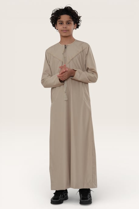 Kinderen jongens beige Ramadan Marokkaanse Jubba gewaad Djellaba Kaftan Eid Thobe LFS-K-TT-006 - Image 3