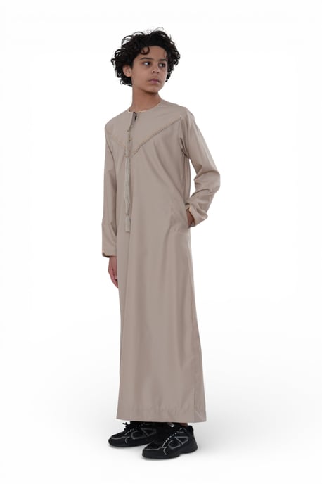 Kinderen jongens beige Ramadan Marokkaanse Jubba gewaad Djellaba Kaftan Eid Thobe LFS-K-TT-006 - Image 5