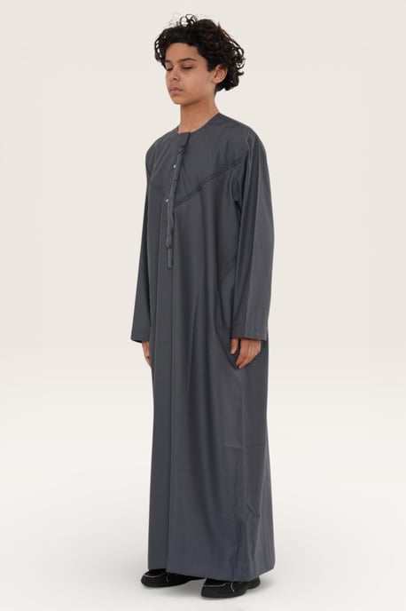 Kinderen jongens grijze Eid Marokkaanse Jubba Robe Djellaba Ramadan Eid Thobe LFS- K-HM11 - Image 3