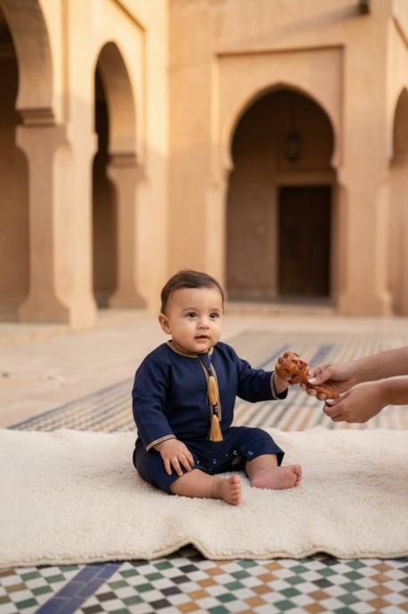 Kids Boys Navy Baby Ramadan Moroccan Thobe Robe Emirati Eid Jubba LFS-B-TT003 - Image 1