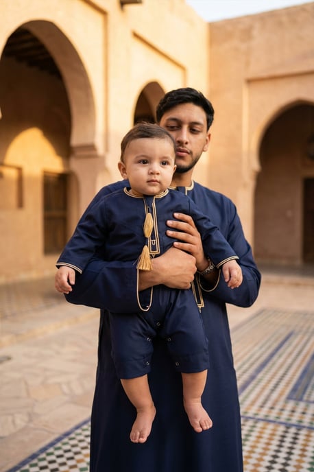 Kids Boys Navy Baby Ramadan Moroccan Thobe Robe Emirati Eid Jubba LFS-B-TT003 - Image 4