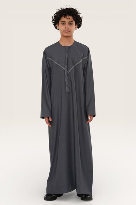 Kinderen jongens grijs Eid Marokkaanse Thobe gewaad Djellaba Ramadan Eid Jubba-LFS K-HM10 - Image 2