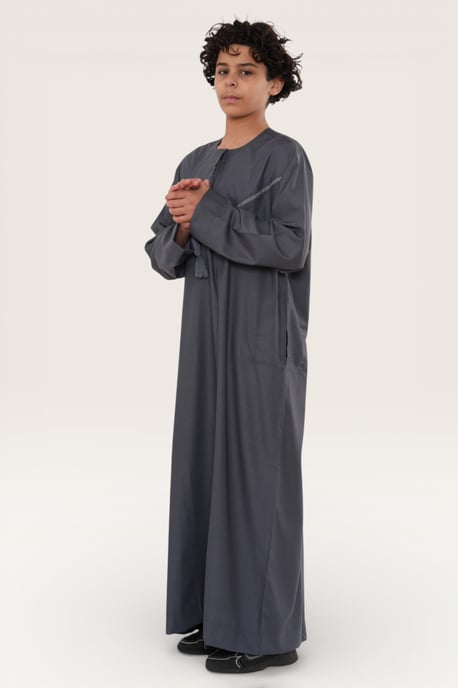 Kinderen jongens grijs Eid Marokkaanse Thobe gewaad Djellaba Ramadan Eid Jubba-LFS K-HM10 - Image 3