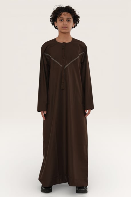 Kinderen jongens bruin Eid Marokkaanse Thobe gewaad Djellaba Ramadan Eid Jubba-LFS K-HM10 - Image 2