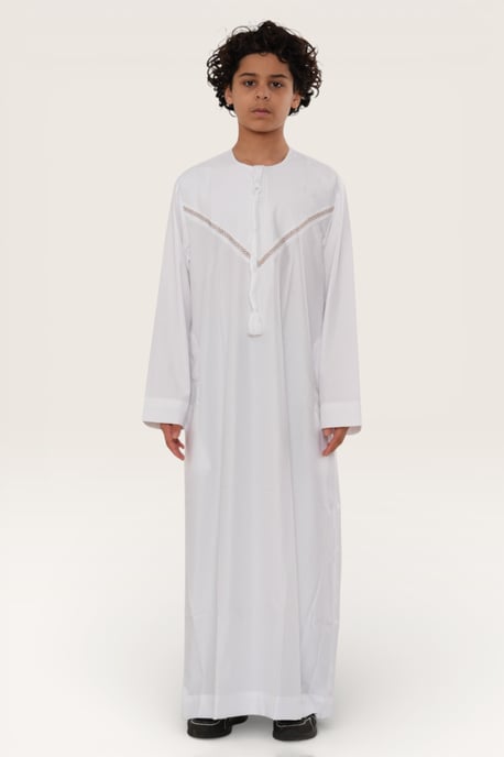 Kinderen jongens witte Eid Marokkaanse Thobe gewaad Djellaba Ramadan Eid Jubba-LFS K-HM10 - Image 2