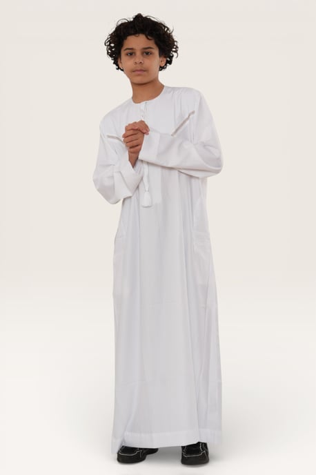 Kinderen jongens witte Eid Marokkaanse Thobe gewaad Djellaba Ramadan Eid Jubba-LFS K-HM10 - Image 3