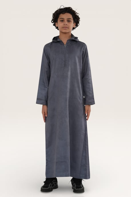 Barn Pojkar Grå Huva Eid Marockansk Jubba Morgonrock Ramadan Eid Thobe LFS - K-HM12 - Image 3