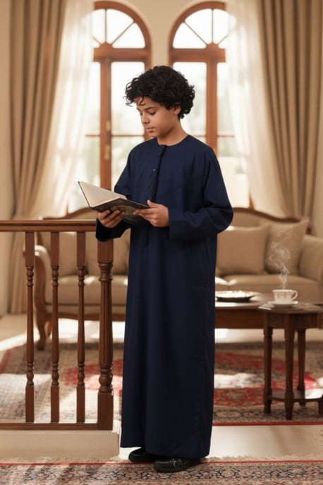 Kinderen jongens Marine Eid Marokkaanse Jubba Robe Djellaba Ramadan Eid Thobe LFS- K-HM11 - Image 1