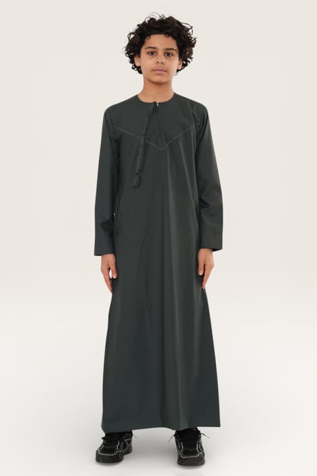 Kids Boys Green Ramadan Eid Moroccan Jubba Robe Muslim Djellaba Thobe LFS -K-TT008 - Image 2