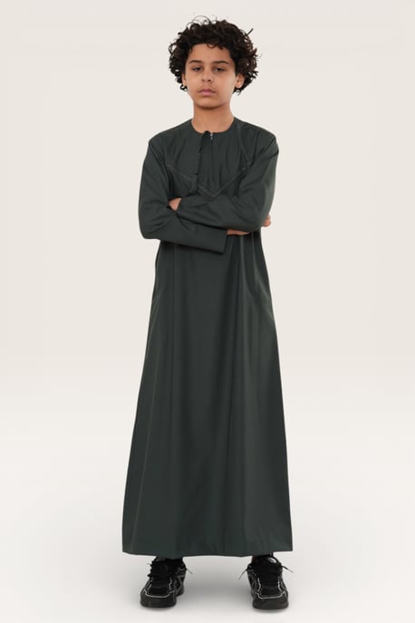 Kids Boys Green Ramadan Eid Moroccan Jubba Robe Muslim Djellaba Thobe LFS -K-TT008 - Image 3
