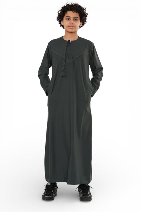 Kids Boys Green Ramadan Eid Moroccan Jubba Robe Muslim Djellaba Thobe LFS -K-TT008 - Image 4