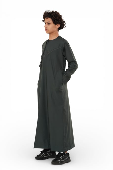 Kids Boys Green Ramadan Eid Moroccan Jubba Robe Muslim Djellaba Thobe LFS -K-TT008 - Image 5