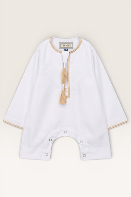 Kids Boys White Baby Ramadan Moroccan Thobe Robe Emirati Eid Jubba LFS-B-TT003 - Image 2