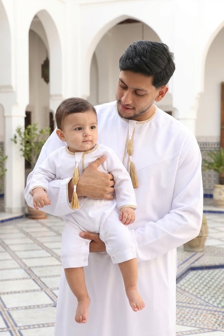 Kids Boys White Baby Ramadan Moroccan Thobe Robe Emirati Eid Jubba LFS-B-TT003 - Image 4