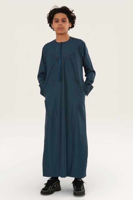 Kids Boys Blue Ramadan Eid Moroccan Jubba Robe Muslim Djellaba Thobe LFS -K-TT008 - Image 3