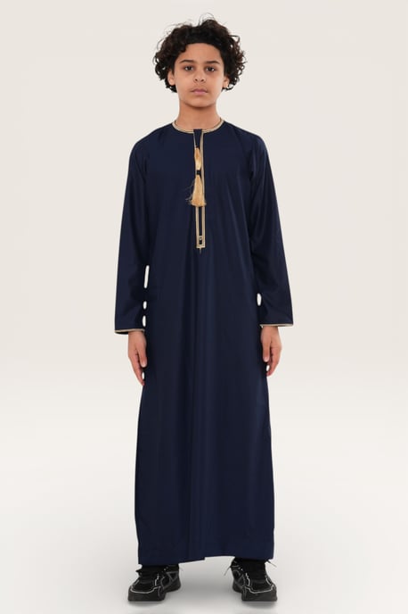 Kinderen jongens Marine Ramadan Marokkaanse Thobe Robe Kaftan Eid Jubba LFS-K-TT-003 - Image 2