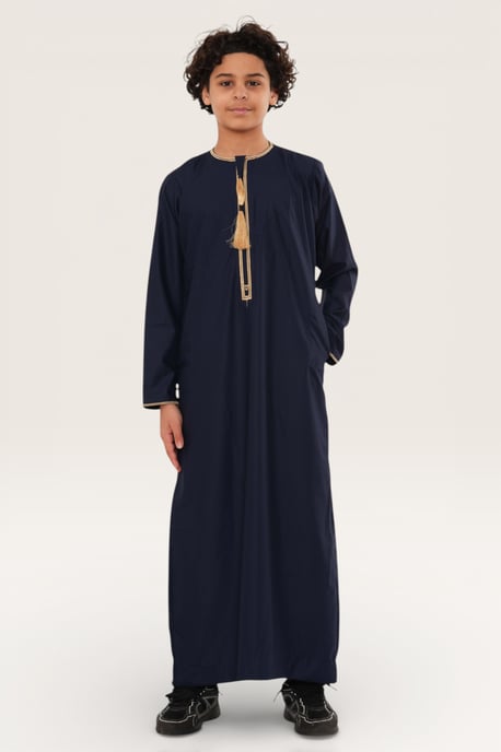 Kinderen jongens Marine Ramadan Marokkaanse Thobe Robe Kaftan Eid Jubba LFS-K-TT-003 - Image 3