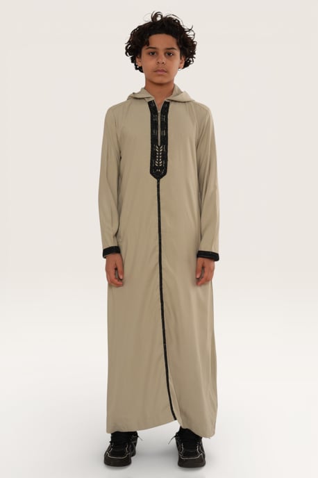 Kinderen jongens grijs Eid hooded Marokkaanse Thobe gewaad Djellaba Ramadan Jubba LFS- K-HM3 - Image 2