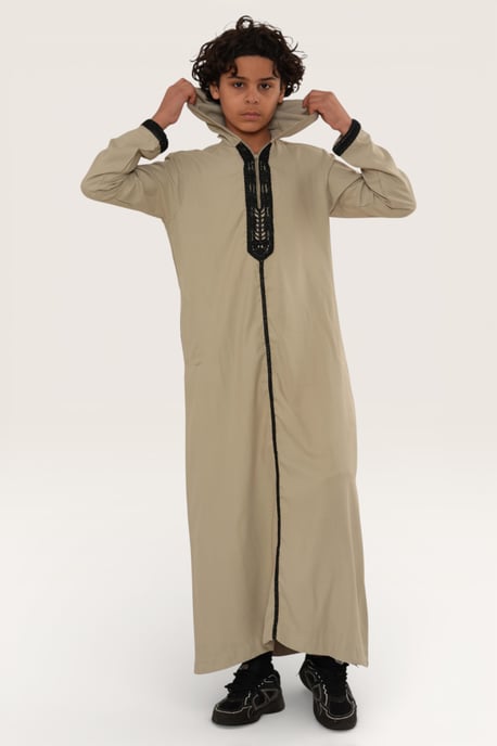 Kinderen jongens grijs Eid hooded Marokkaanse Thobe gewaad Djellaba Ramadan Jubba LFS- K-HM3 - Image 3