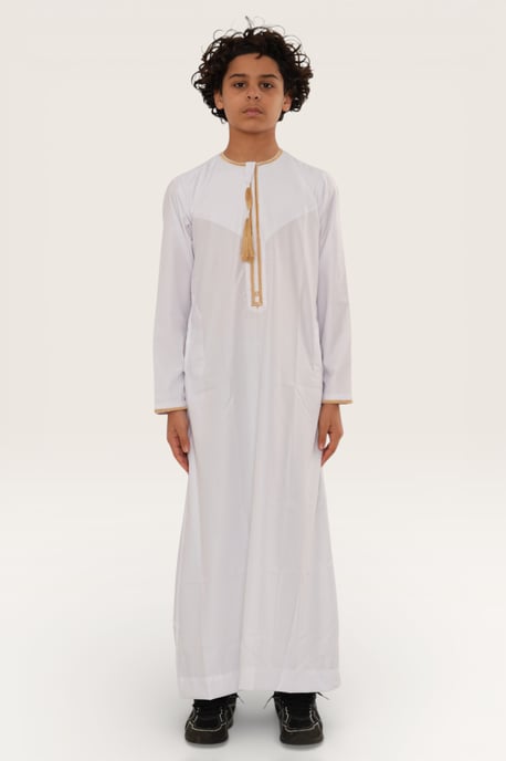 Kinderen jongens witte Ramadan Marokkaanse Thobe gewaad Kaftan Eid Jubba LFS-K-TT-003 - Image 2