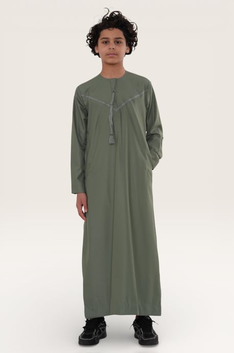 Kids Boys Green Ramadan Eid Moroccan Jubba Robe Muslim Djellaba Thobe LFS -K-TT008 - Image 3