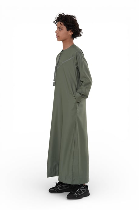 Kids Boys Green Ramadan Eid Moroccan Jubba Robe Muslim Djellaba Thobe LFS -K-TT008 - Image 4