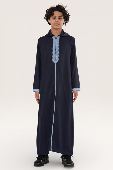 Kinderen jongens Marine Eid Marokkaanse Thobe Robe Djellaba Ramadan Jubba LFS-K-HM3 met capuchon - Image 2