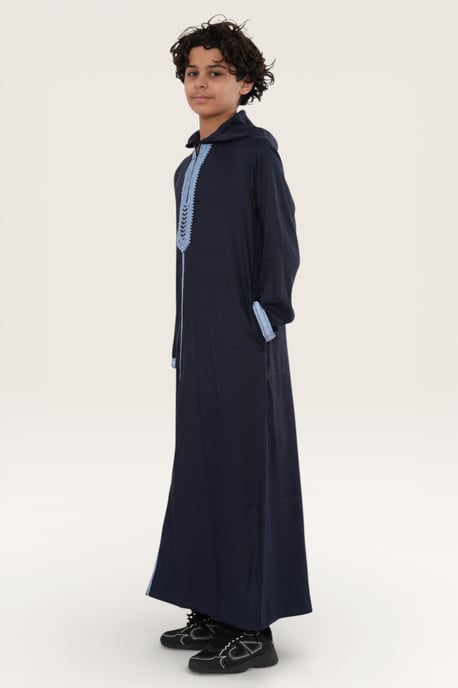 Kinderen jongens Marine Eid Marokkaanse Thobe Robe Djellaba Ramadan Jubba LFS-K-HM3 met capuchon - Image 3