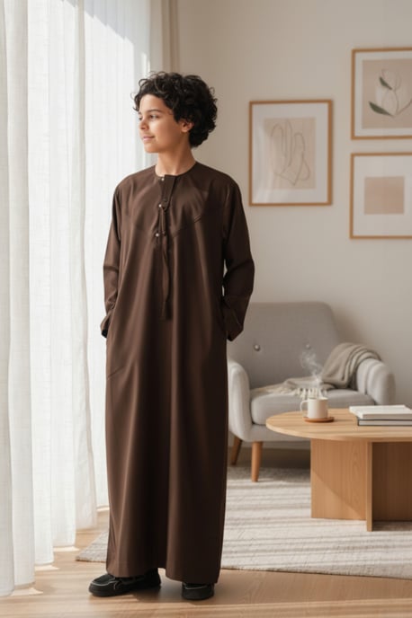 Kinderen jongens bruin Eid Marokkaanse Jubba Robe Djellaba Ramadan Eid Thobe LFS- K-HM11 - Image 1