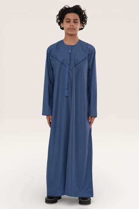 Kinderen jongens blauwe Eid Marokkaanse Thobe gewaad Djellaba Ramadan Eid Jubba-LFS K-HM10 - Image 2