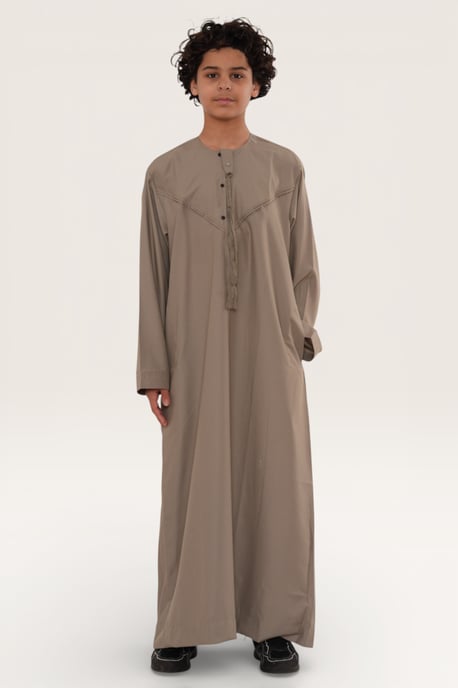Kinderen jongens Beige Eid Marokkaanse Jubba Robe Djellaba Ramadan Eid Thobe LFS- K-HM11 - Image 2
