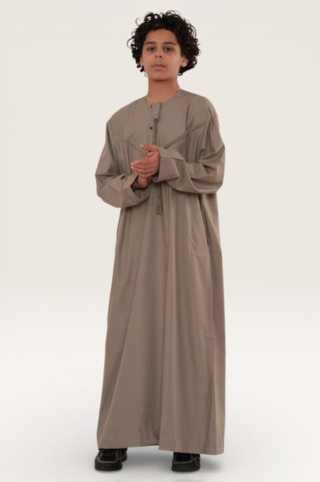 Kinderen jongens Beige Eid Marokkaanse Jubba Robe Djellaba Ramadan Eid Thobe LFS- K-HM11 - Image 3
