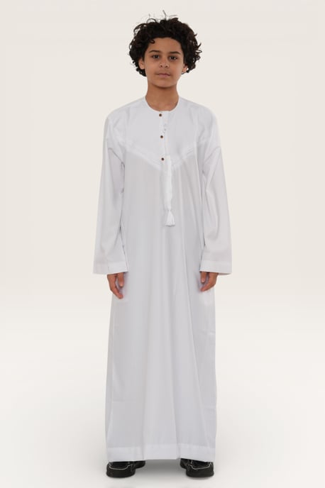 Kinderen jongens witte Eid Marokkaanse Jubba Robe Djellaba Ramadan Eid Thobe LFS- K-HM11 - Image 2