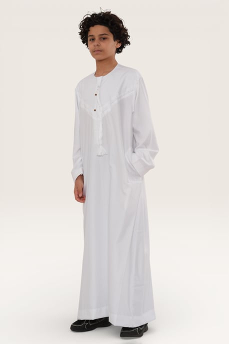 Kinderen jongens witte Eid Marokkaanse Jubba Robe Djellaba Ramadan Eid Thobe LFS- K-HM11 - Image 3