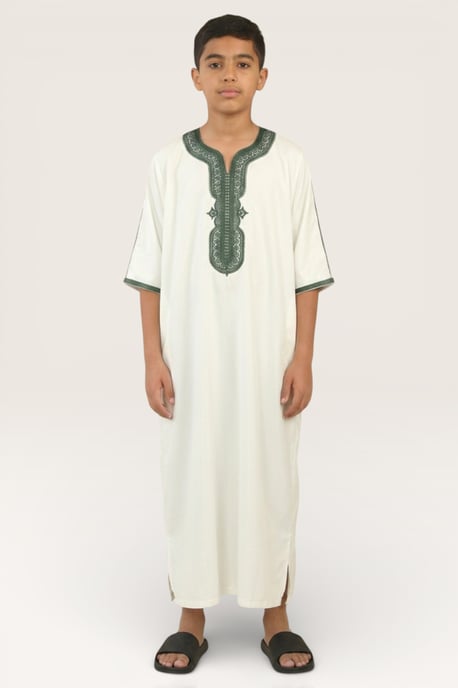 Kinderen jongens witte Marokkaanse Thobe gewaad Djellaba Gandoura Eid Jubba-LFS-K-GG008 - Image 2