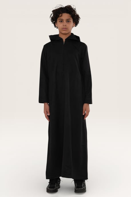 Barn Pojkar Svart Huva Eid Marockansk Jubba Morgonrock Ramadan Eid Thobe LFS - K-HM12 - Image 2