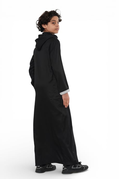 Kinderen jongens zwarte Eid hooded Marokkaanse Thobe gewaad Djellaba Ramadan Jubba LFS- K-HM3 - Image 5