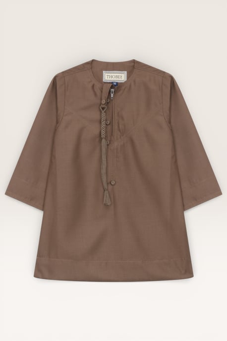 Barn Pojkar Brun Baby Ramadan Marockansk Thobe Morgonrock Emiratisk Eid Jubba LFS-B-TT001 - Image 2