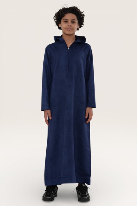 Kinderen Jongens Marineblauwe Capuchon Eid Marokkaanse Jubba Gewaad Ramadan Eid Thobe LFS - K-HM12 - Image 2
