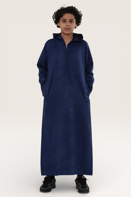 Kinderen Jongens Marineblauwe Capuchon Eid Marokkaanse Jubba Gewaad Ramadan Eid Thobe LFS - K-HM12 - Image 3