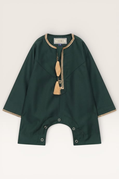 Kids Boys Green Baby Ramadan Moroccan Thobe Robe Emirati Eid Jubba LFS-B-TT003 - Image 2