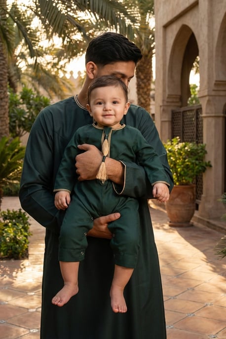 Kids Boys Green Baby Ramadan Moroccan Thobe Robe Emirati Eid Jubba LFS-B-TT003 - Image 4