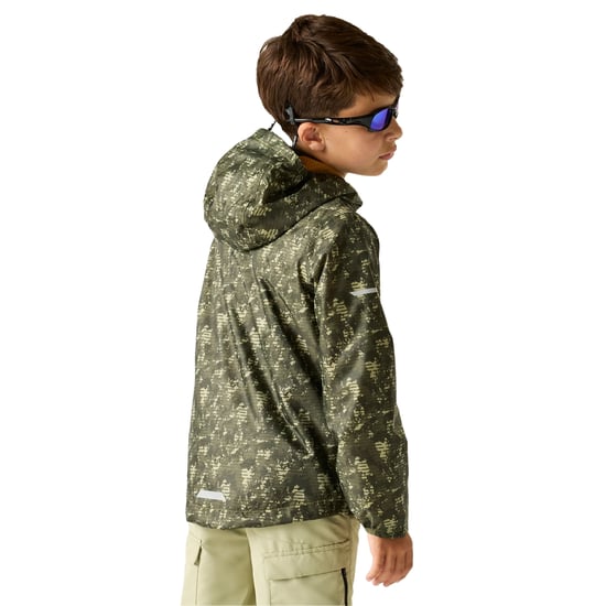 Regatta Childrens/Kids Lever II Line Camo Waterproof Jacket (Light Sage) - Image 5