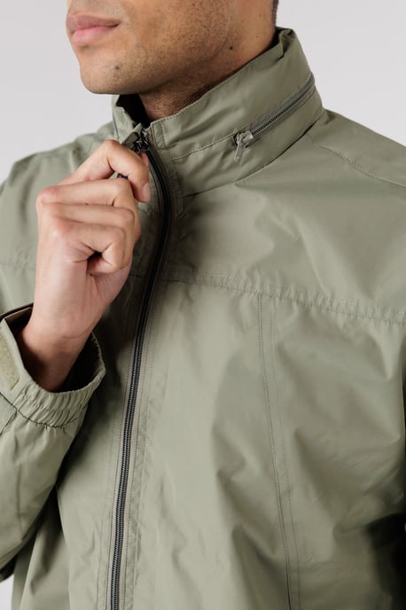 Olive Lightweight Funnel Neck Zip Jacket - Image 4