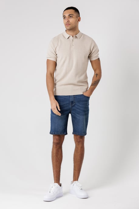 Beige Cotton Short Sleeve Button-Up Polo Shirt - Image 3