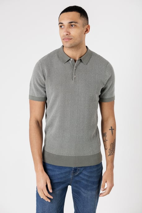 Green Cotton Short Sleeve Button-Up Polo Shirt - Image 1