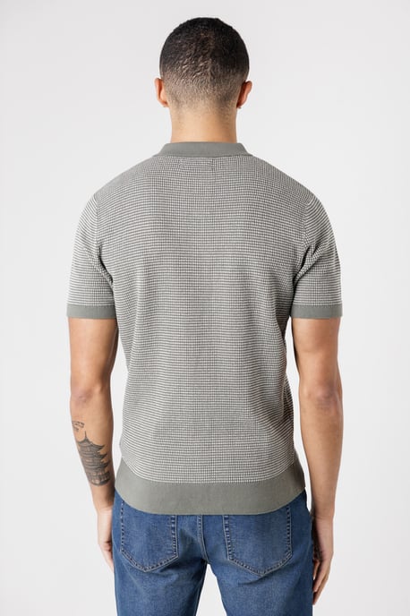 Green Cotton Short Sleeve Button-Up Polo Shirt - Image 2