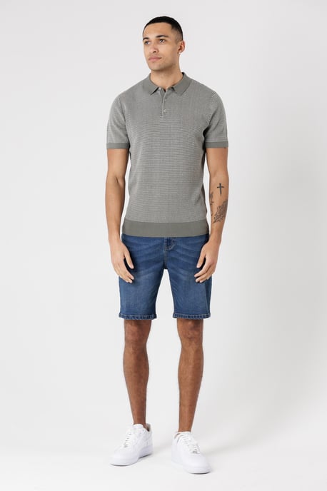 Green Cotton Short Sleeve Button-Up Polo Shirt - Image 3